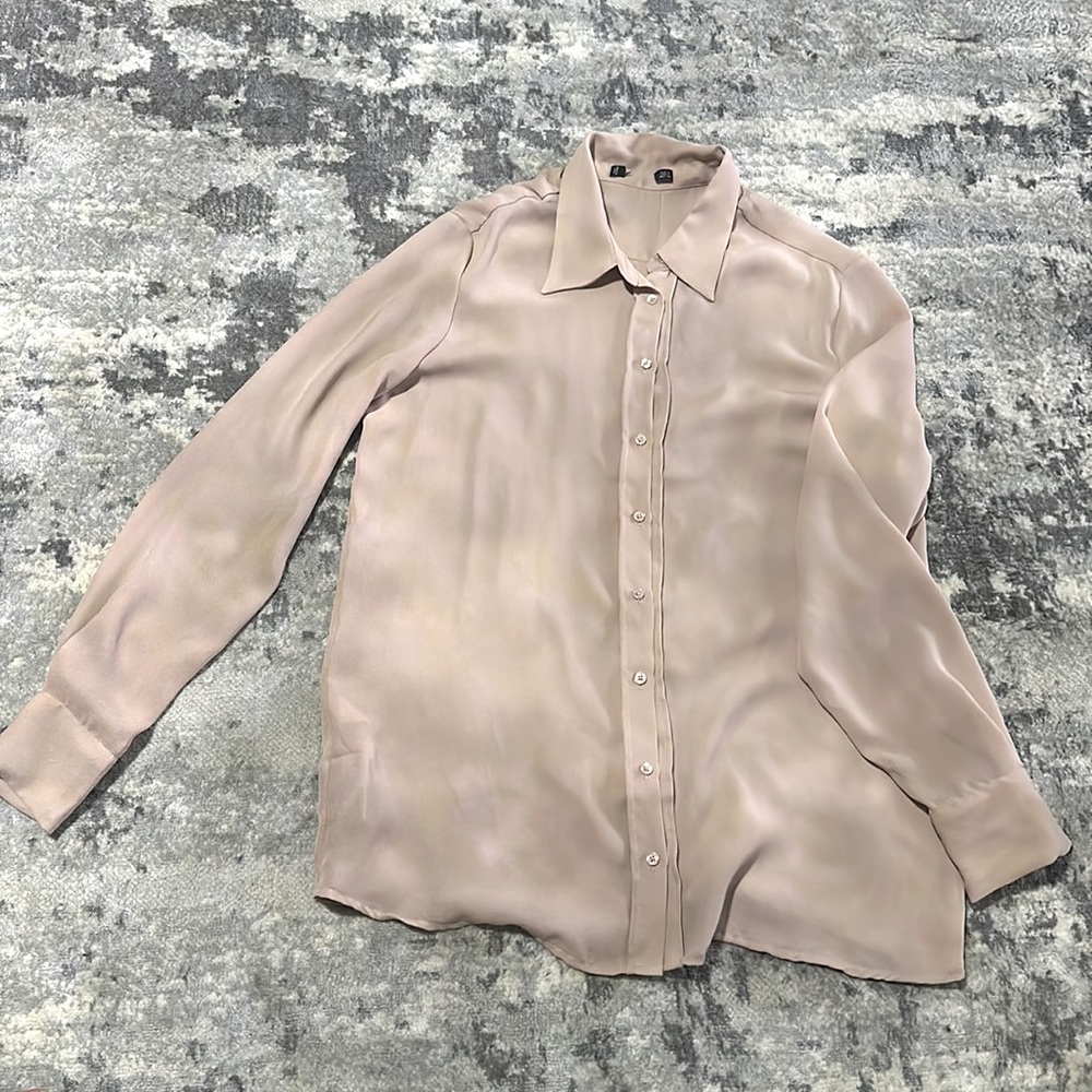 Beige collar sheer shirt